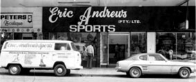 Eric Andrews Sports store front in the 70s